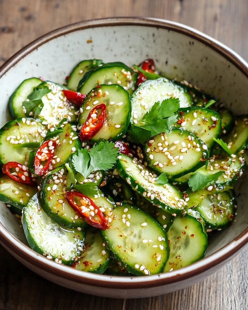 Asiatischer Gurkensalat mit Chili & Sesam