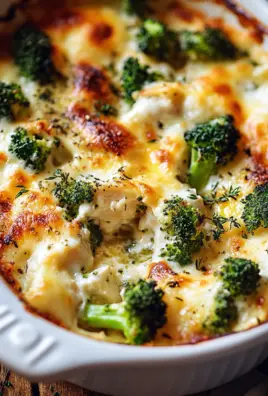 Brokkoli Hähnchen Auflauf mit Frischkäse und Mozzarella