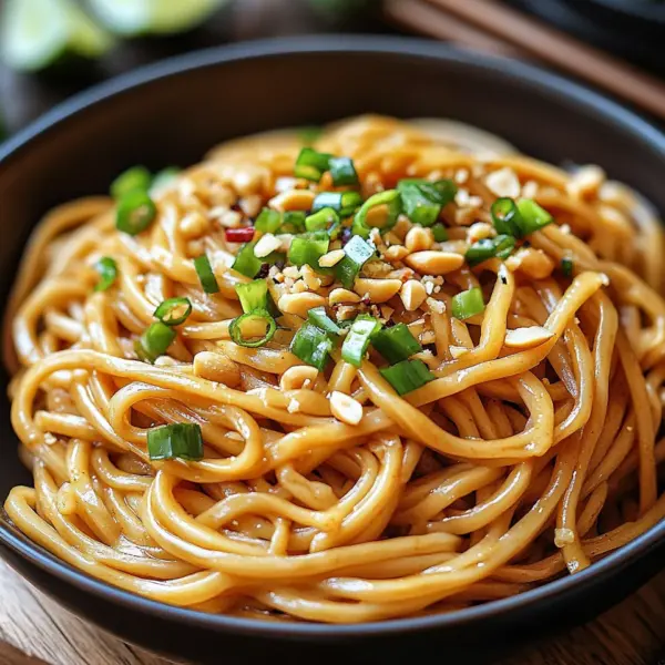 Chinesische Nudeln mit Erdnusssauce