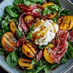 Gegrillter Nektarinen-Burrata-Prosciutto-Salat