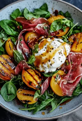 Gegrillter Nektarinen-Burrata-Prosciutto-Salat