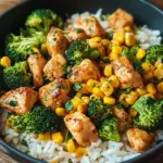 H&auml;hnchen-Reis-Pfanne mit Brokkoli und Mais