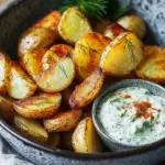 Kartoffelspalten mit Gurkendip