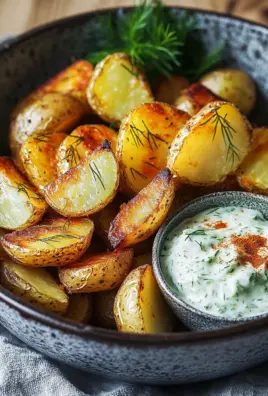 Kartoffelspalten mit Gurkendip