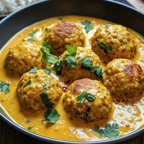 Linsenbällchen in Currysauce