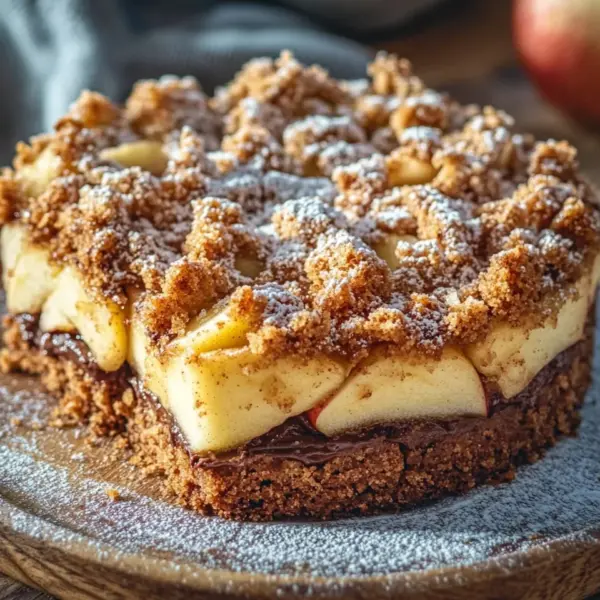 Marmorierter Apfel-Streuselkuchen mit Zimt und Nüssen