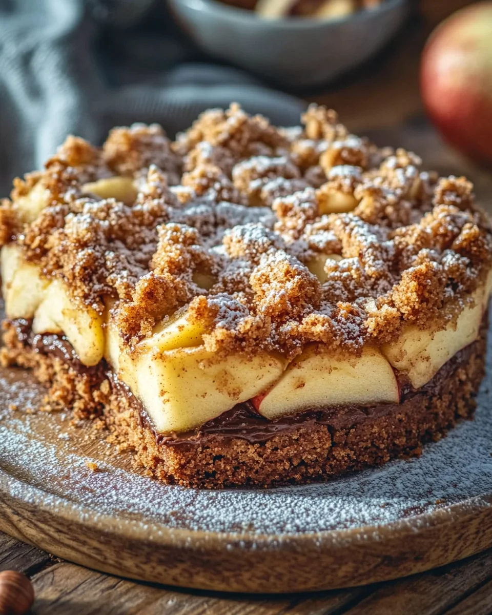 Marmorierter Apfel-Streuselkuchen mit Zimt und N&uuml;ssen