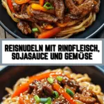 Reisnudeln mit Rindfleisch, Sojasauce und Gemüse 24 Pinterest Hidden Image