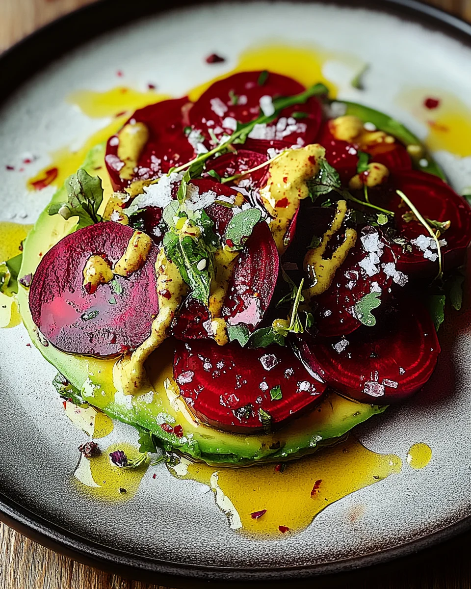 Rote Bete Carpaccio auf Avocadocreme