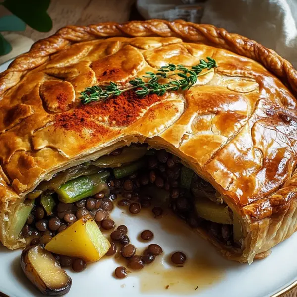 Wirsing-Pie mit Pilz-Linsen-Kartoffelfüllung