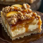 Apfel-Cheesecake mit Walnuss-Streuseln und Karamellsauce