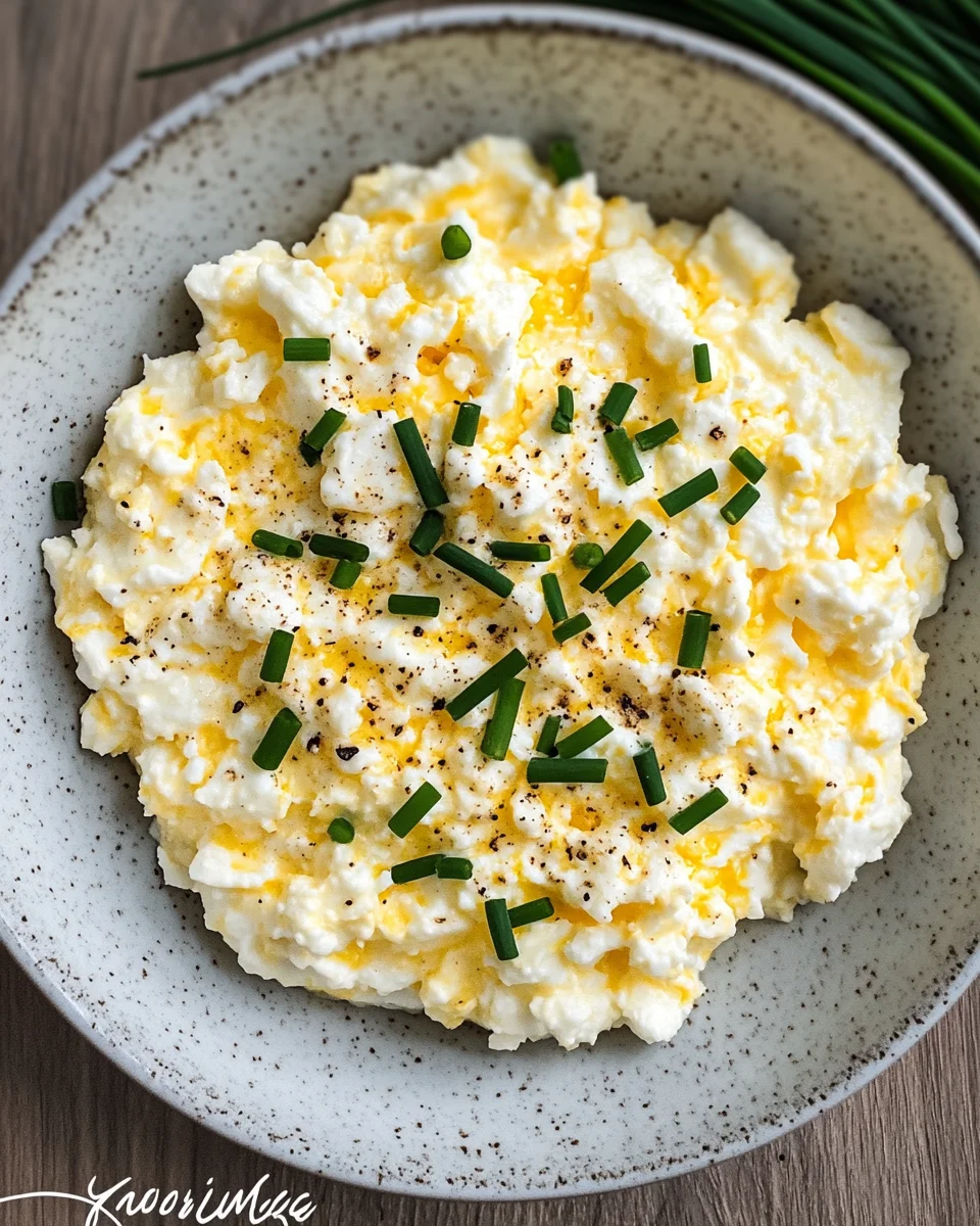Eiersalat aus körnigem Frischkäse