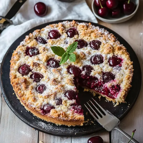 Einfacher und schneller Kirsch-Streusel-Kuchen