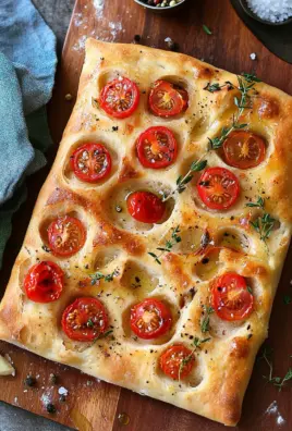 Focaccia mit Tomaten, Knoblauch & Thymian
