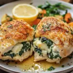 Gef&uuml;llte H&auml;hnchenbrust mit Frischk&auml;se und Spinat