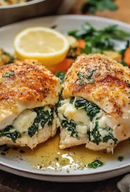 Gefüllte Hähnchenbrust mit Frischkäse und Spinat