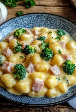 Gnocchi mit Brokkoli und Schinken in cremiger Käsesoße