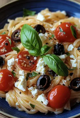 Griechische Reisnudeln mit Tomaten, Feta und Oliven
