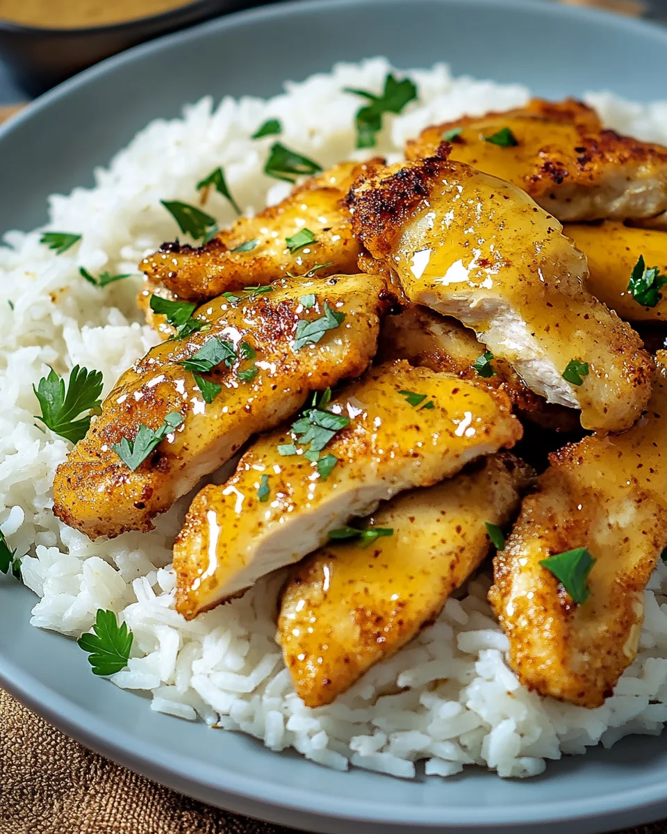 Honig Senf H&auml;hnchen mit Reis