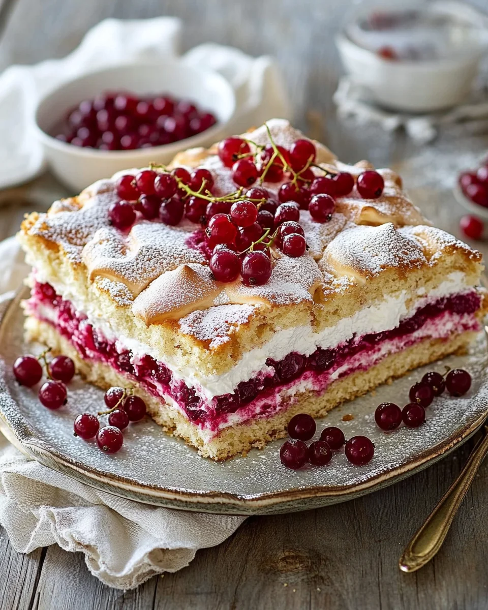 Johannisbeerkuchen mit Baiserhaube