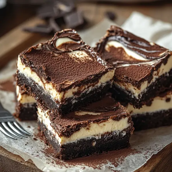 Käsekuchen Brownies mit Frischkäse und Schokolade