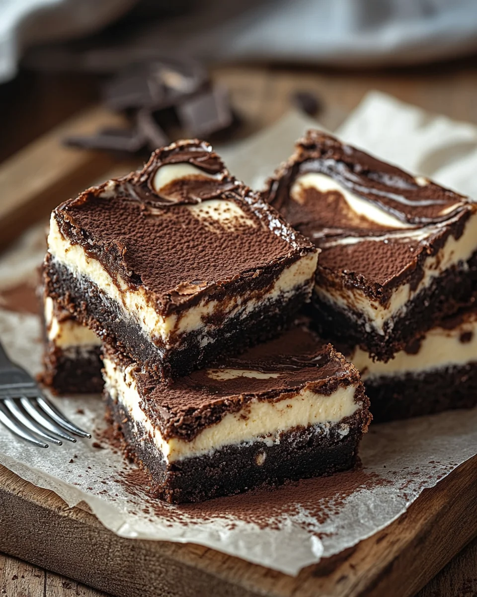 Käsekuchen Brownies mit Frischkäse und Schokolade
