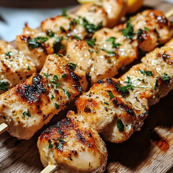 Knoblauch-Parmesan-Hähnchenspieße