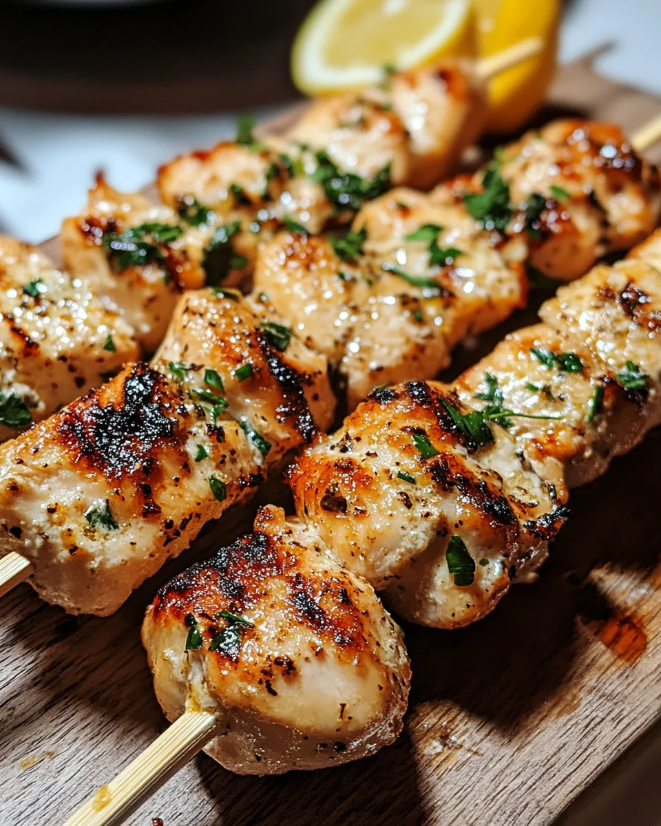 Knoblauch-Parmesan-Hähnchenspieße