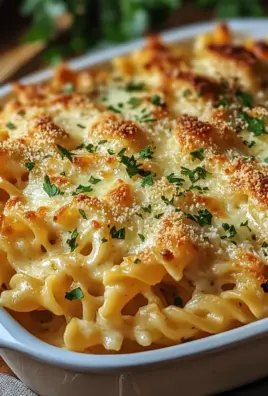 Knuspriger Nudel-Hähnchen-Auflauf mit Knoblauch und Parmesan