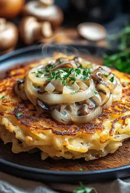 Mozzarella Rösti mit Zwiebel-Pilzrahmsoße