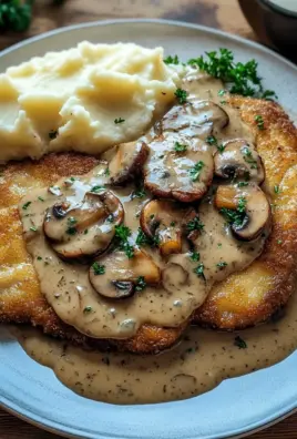Naturschnitzel in Champignonrahmsauce