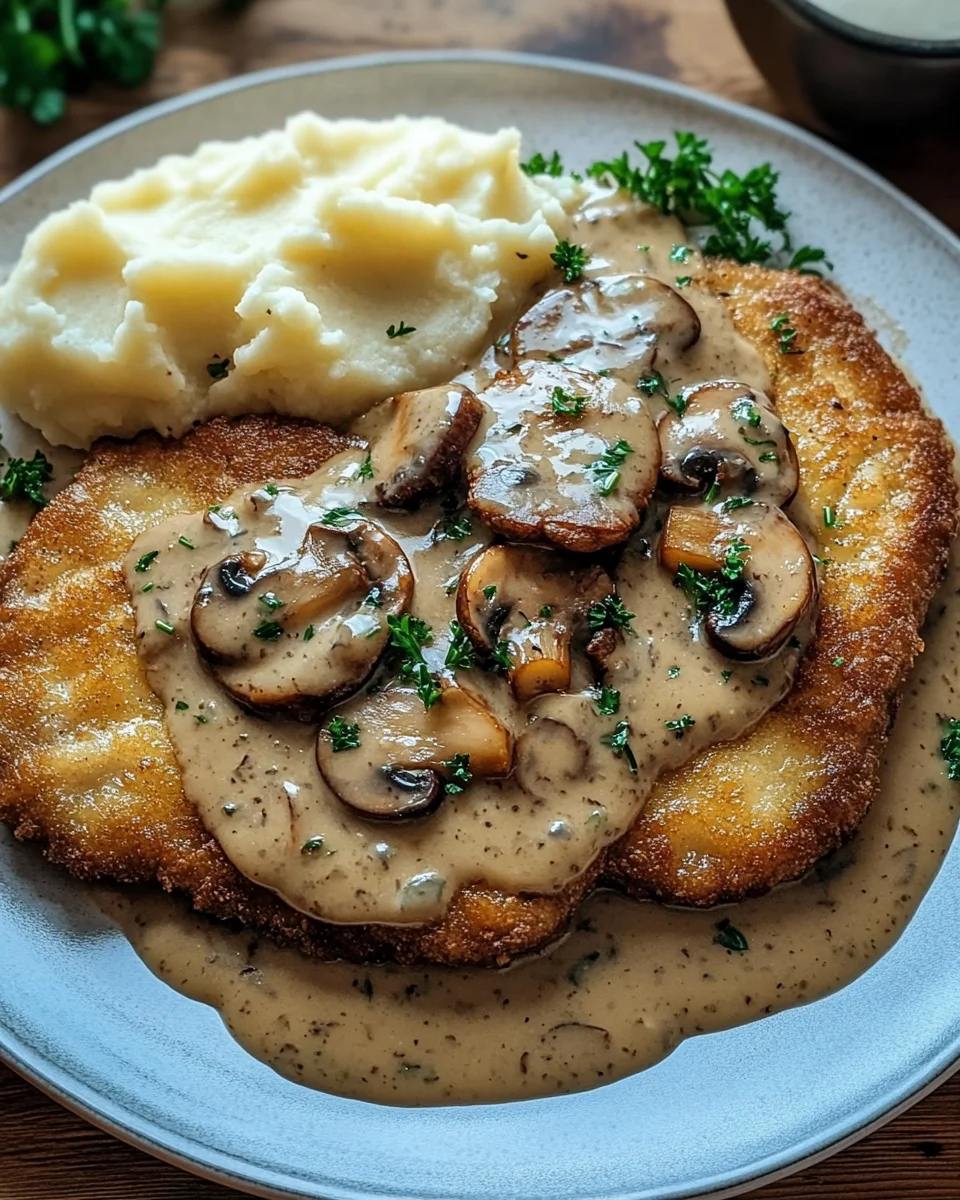 Naturschnitzel in Champignonrahmsauce