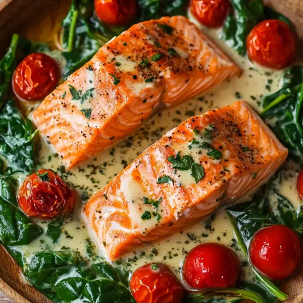 Ofenlachs mit Spinat