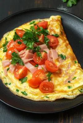 Omelette mit Schinken, Käse und Tomaten
