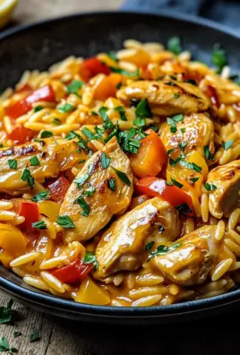 Orzo-Pfanne mit Paprikahuhn