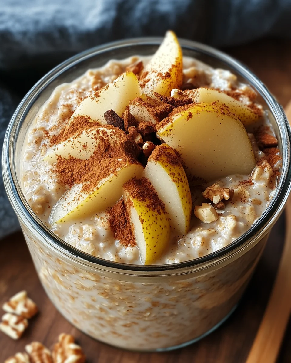 Overnight Oats with Cinnamon and Pear