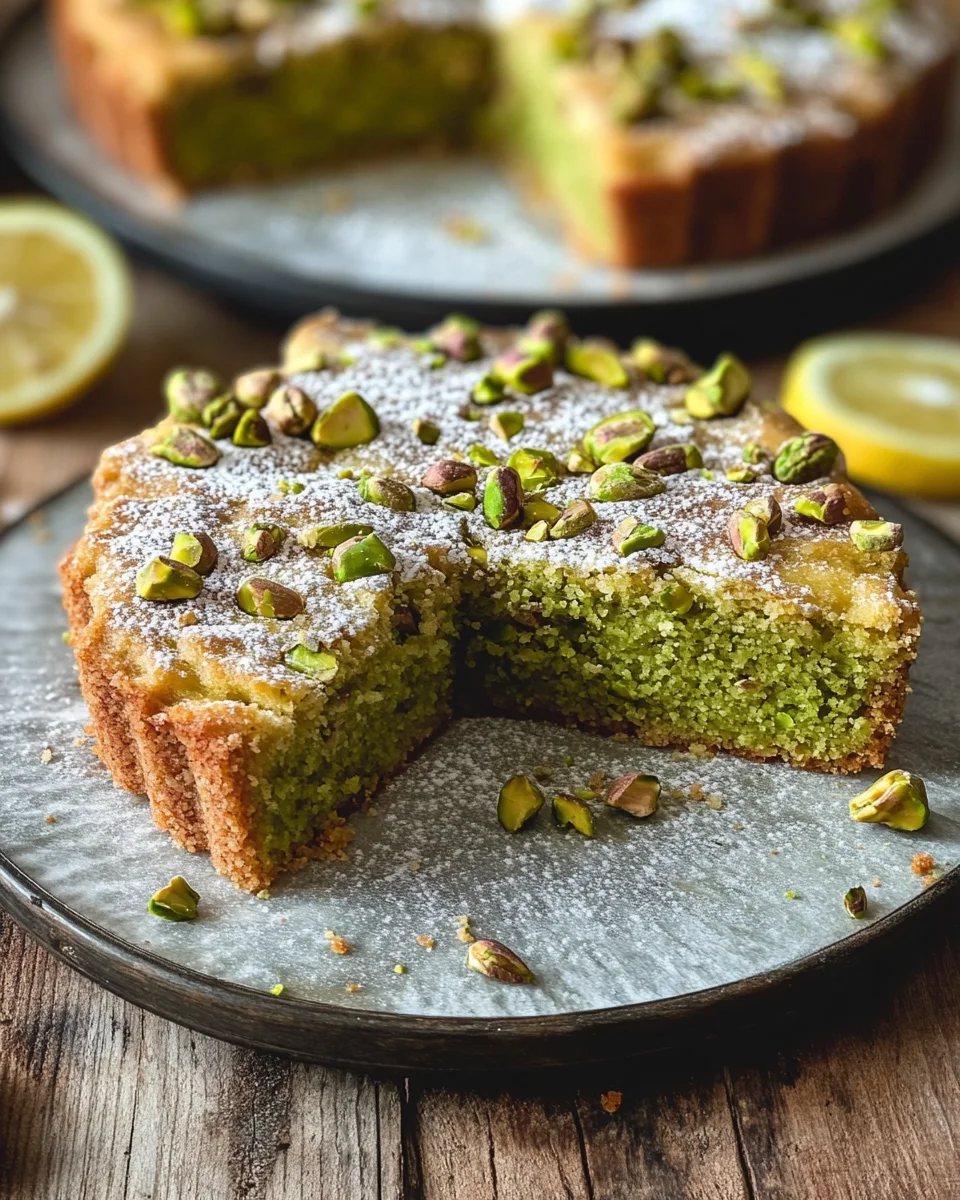 Pistazienkuchen mit Zitrone und Mandeln