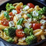 Schupfnudelpfanne mit Brokkoli, Feta und Tomaten