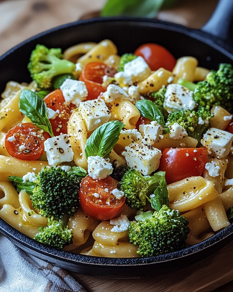 Schupfnudelpfanne mit Brokkoli, Feta und Tomaten