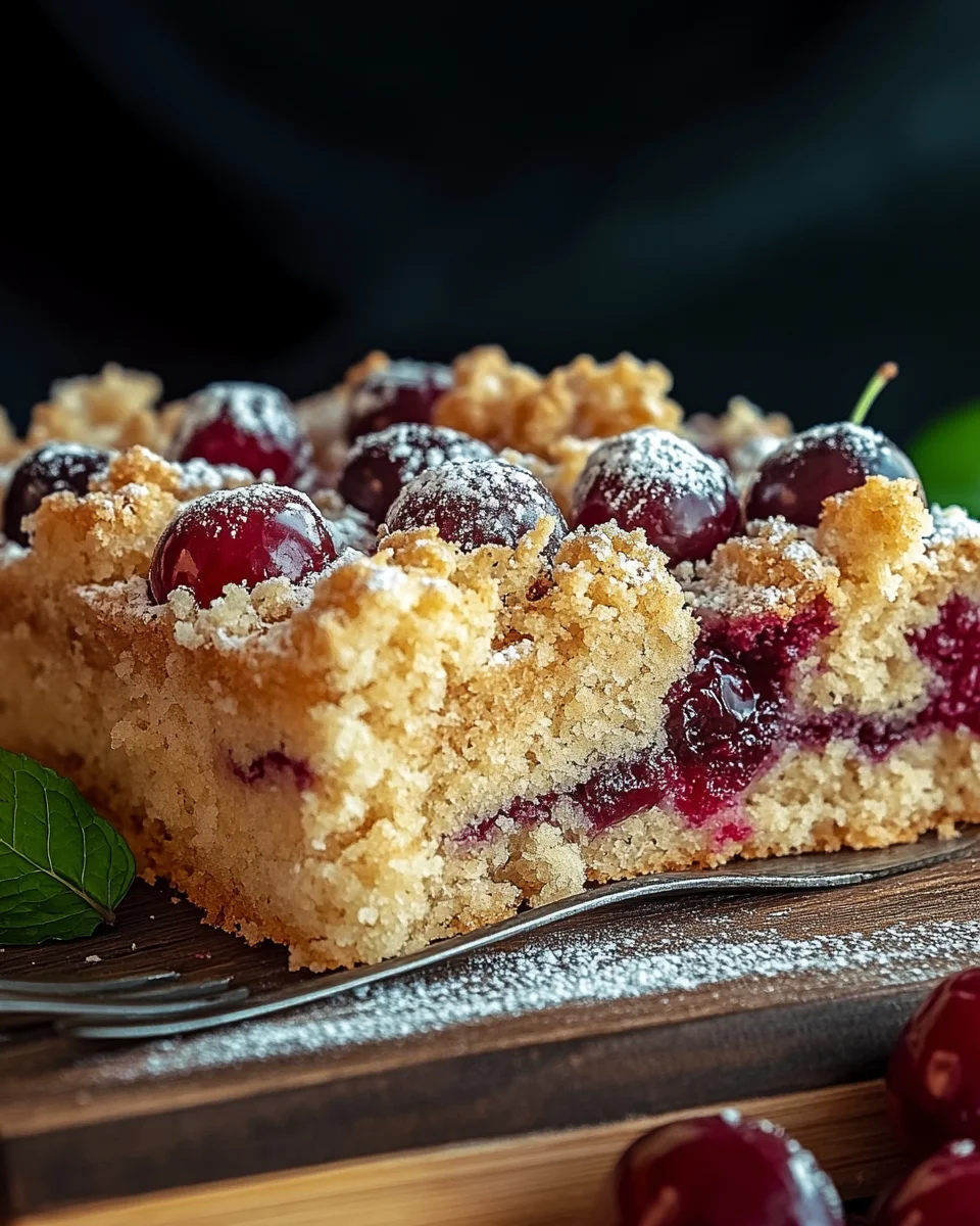 Streuselkuchen mit Kirschen vom Blech 25 Streuselkuchen