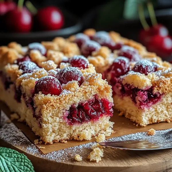 Streuselkuchen mit Kirschen vom Blech