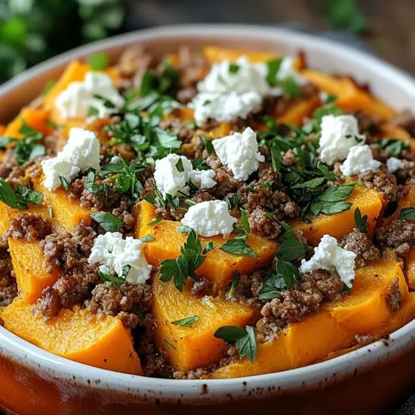 Süßkartoffel-Hackfleisch-Auflauf mit Feta
