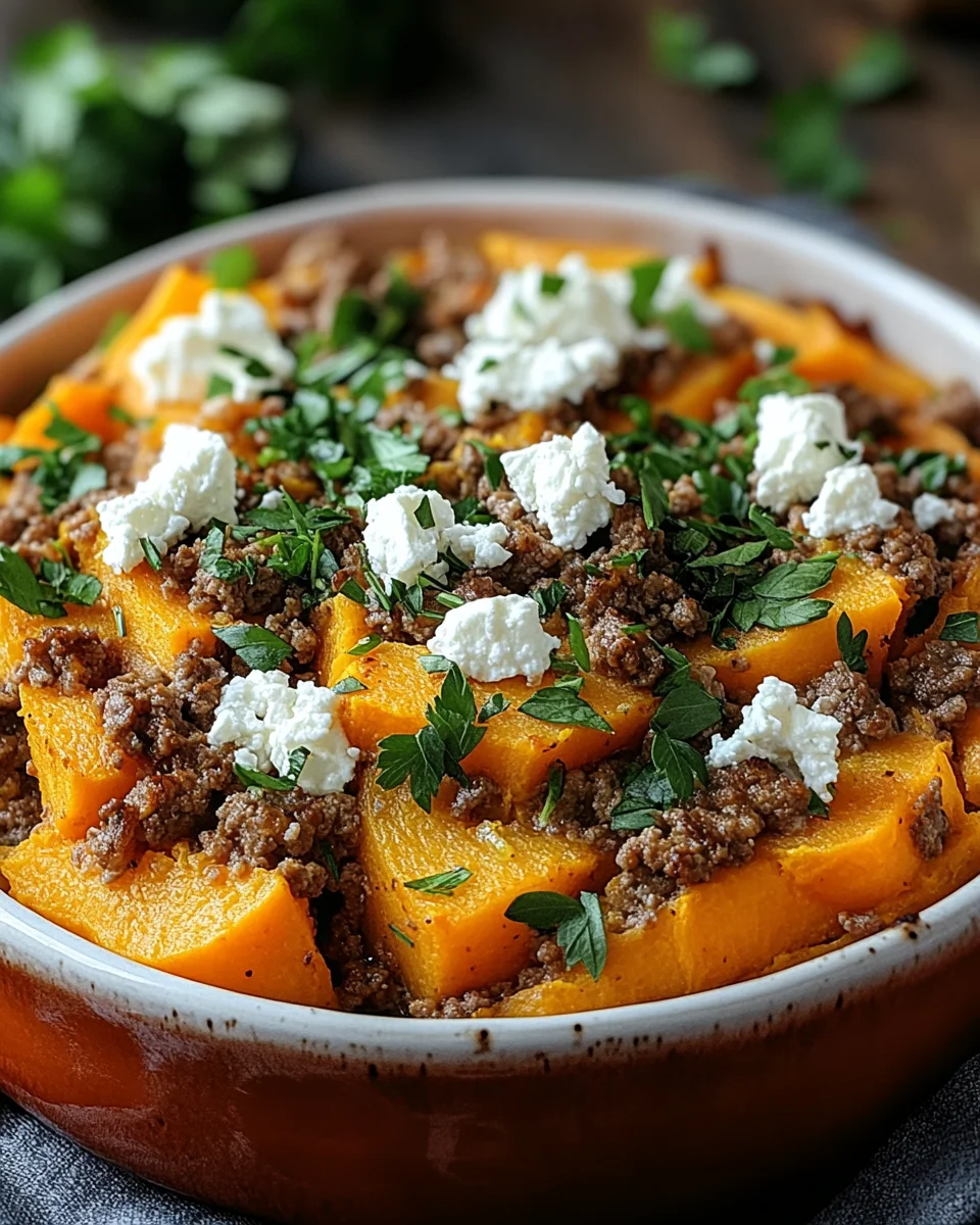 Süßkartoffel-Hackfleisch-Auflauf mit Feta
