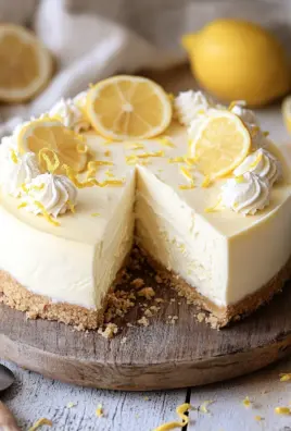 Zitronen-Cheesecake mit weißer Schokolade