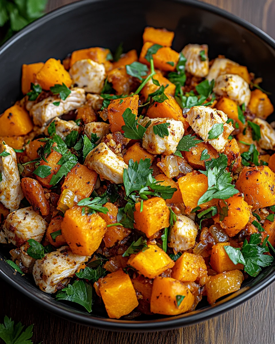 Hackfleisch aus Huhn und S&uuml;&szlig;kartoffeln