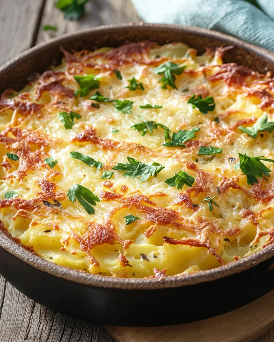 H&uuml;ttenk&auml;se Kartoffelr&ouml;sti Auflauf