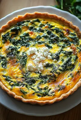 Hüttenkäse und Spinat Krustenlose Quiche