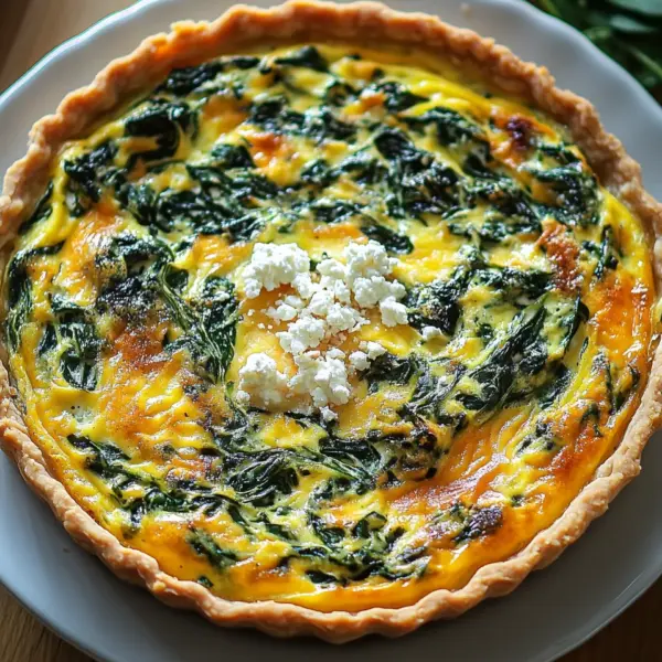 Hüttenkäse und Spinat Krustenlose Quiche