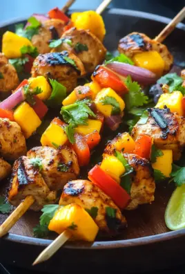 Karibische Hähnchenspieße mit Mango-Salsa