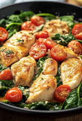 Keto Hähnchen-Spinat-Tomaten-Pfanne